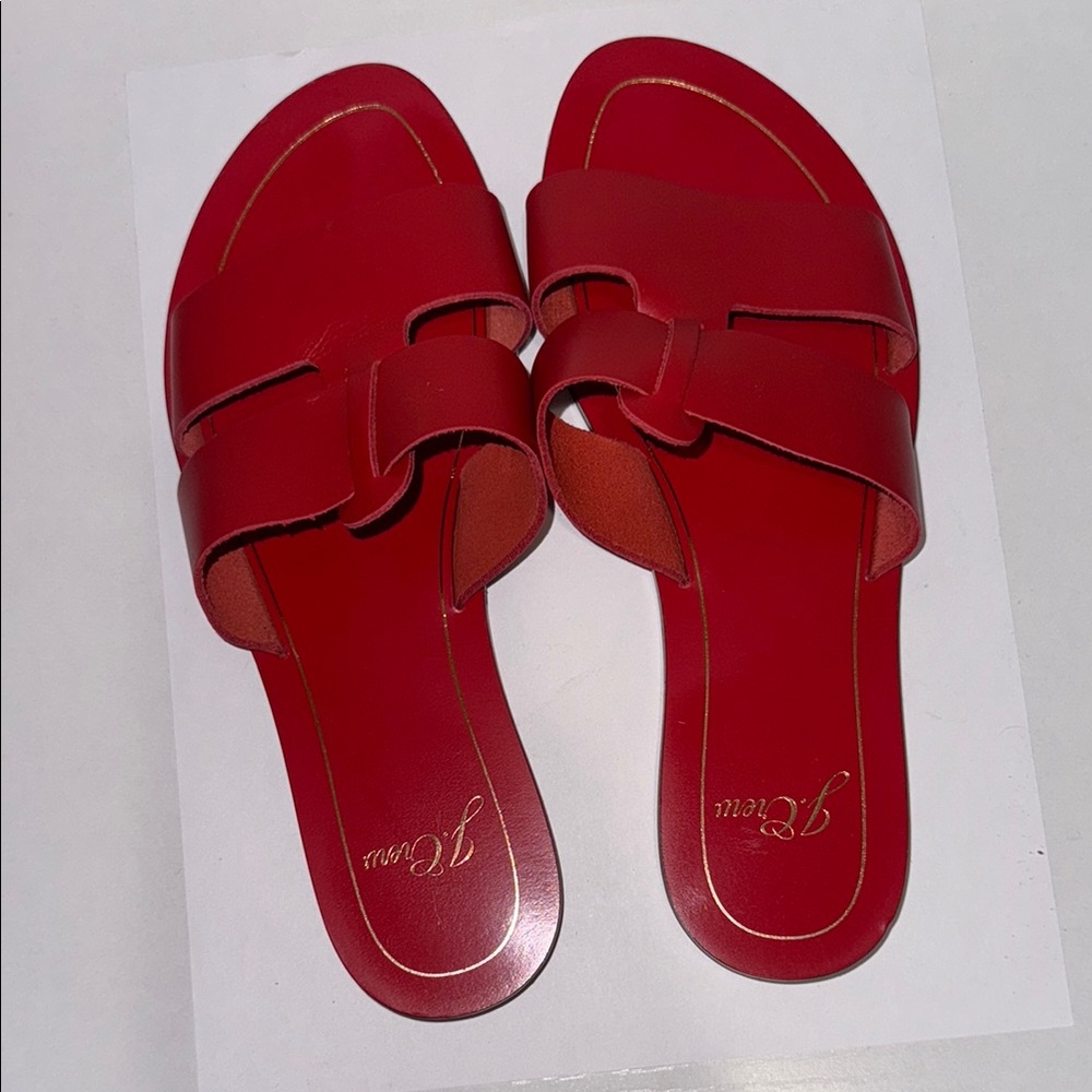 J. Crew Red Slide Sandals with H-Shaped Design - Picture 2 of 3
